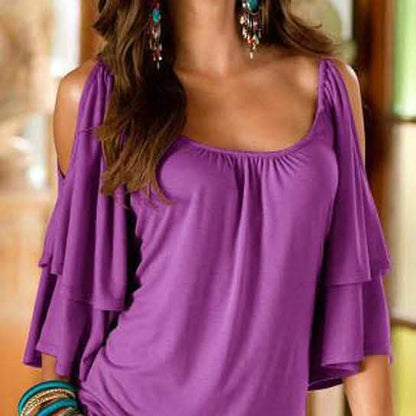Cold Shoulder Ruffle Top - Assorted Sizes