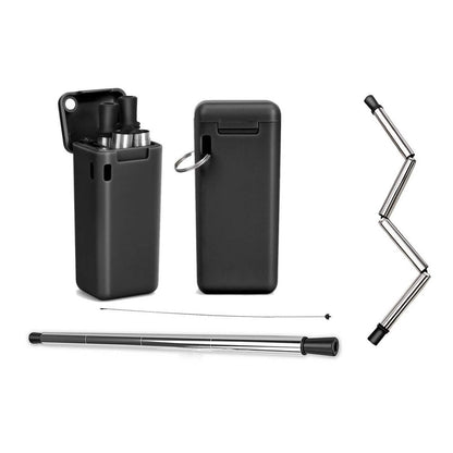 Collapsible, Portable, And Reusable Stainless Steel Drinking Straw With Case