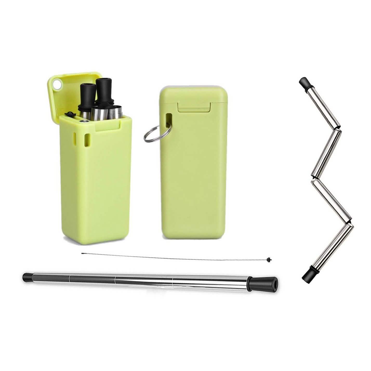 Collapsible, Portable, And Reusable Stainless Steel Drinking Straw With Case