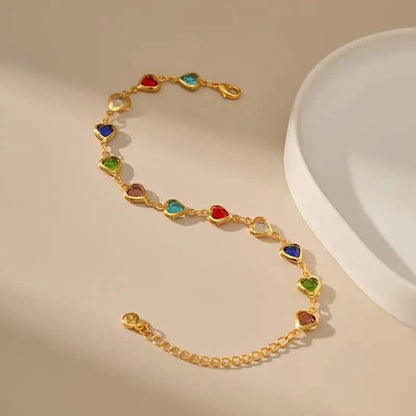 Colorful Heart-Shaped Zirconia Bracelet