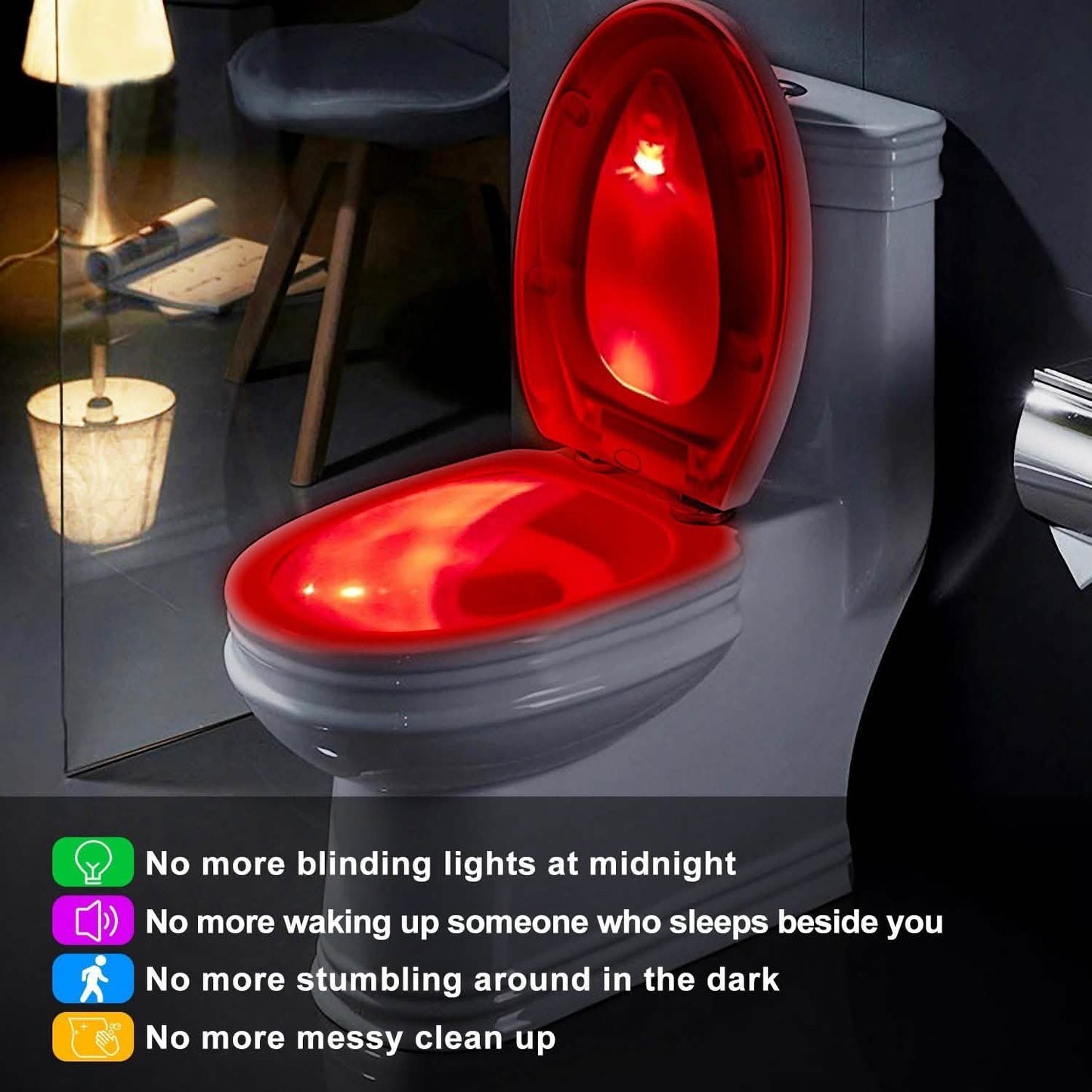 Colorful Toilet Bowl Motion Sensor Lights