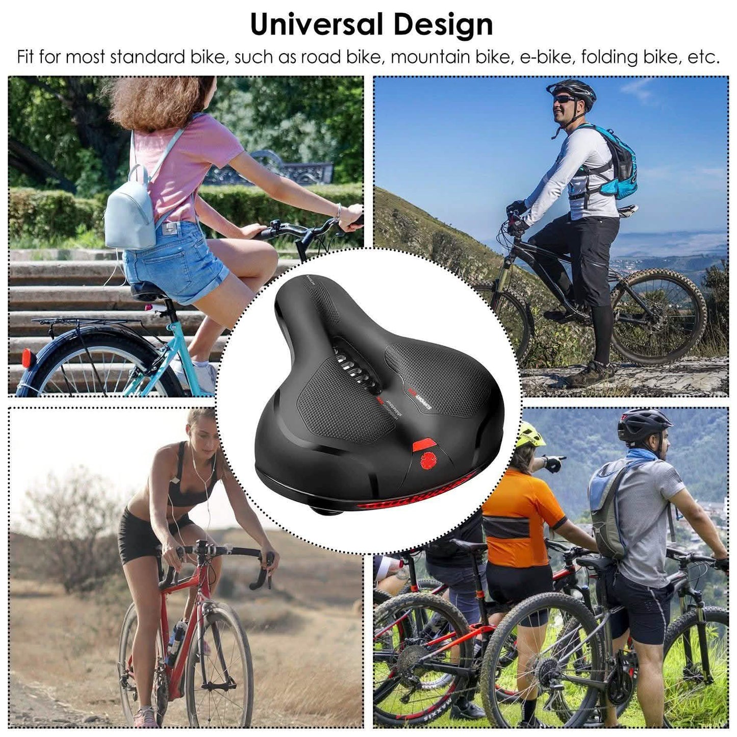 Comfortable Bike Seat Water Resistant MTB Bicycle Padded Saddle