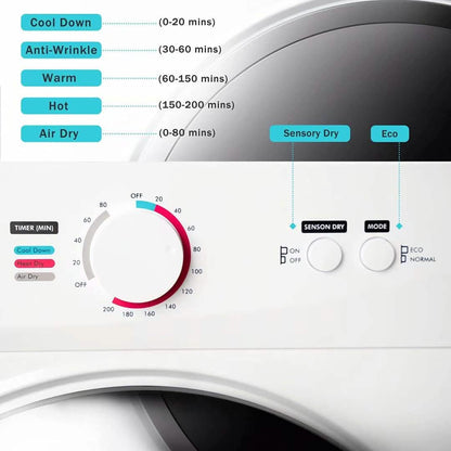 Compact Electric Clothes Dryer with Stainless Steel Tub