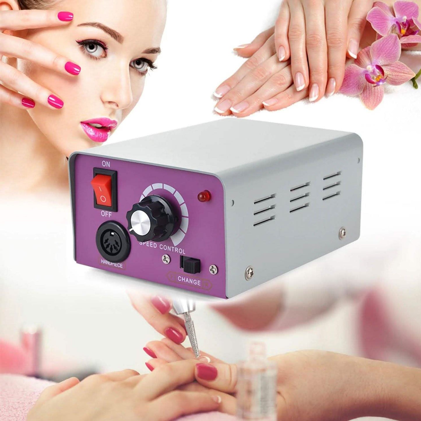 Complete Electric Nail Drill Kit Set Art File Bit Acrylic Manicure Pedicure Band