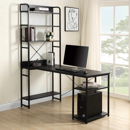 Computer Desk with 4 Tier Storage Shelves Large L-Shaped