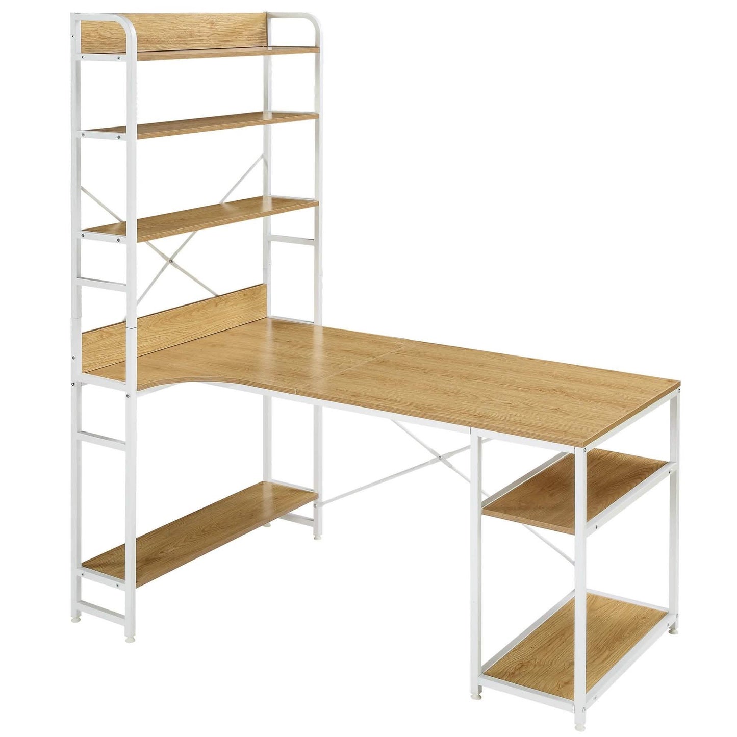 Computer Desk with 4 Tier Storage Shelves Large L-Shaped