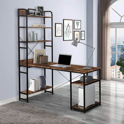 Computer Desk with 4 Tier Storage Shelves Large L-Shaped
