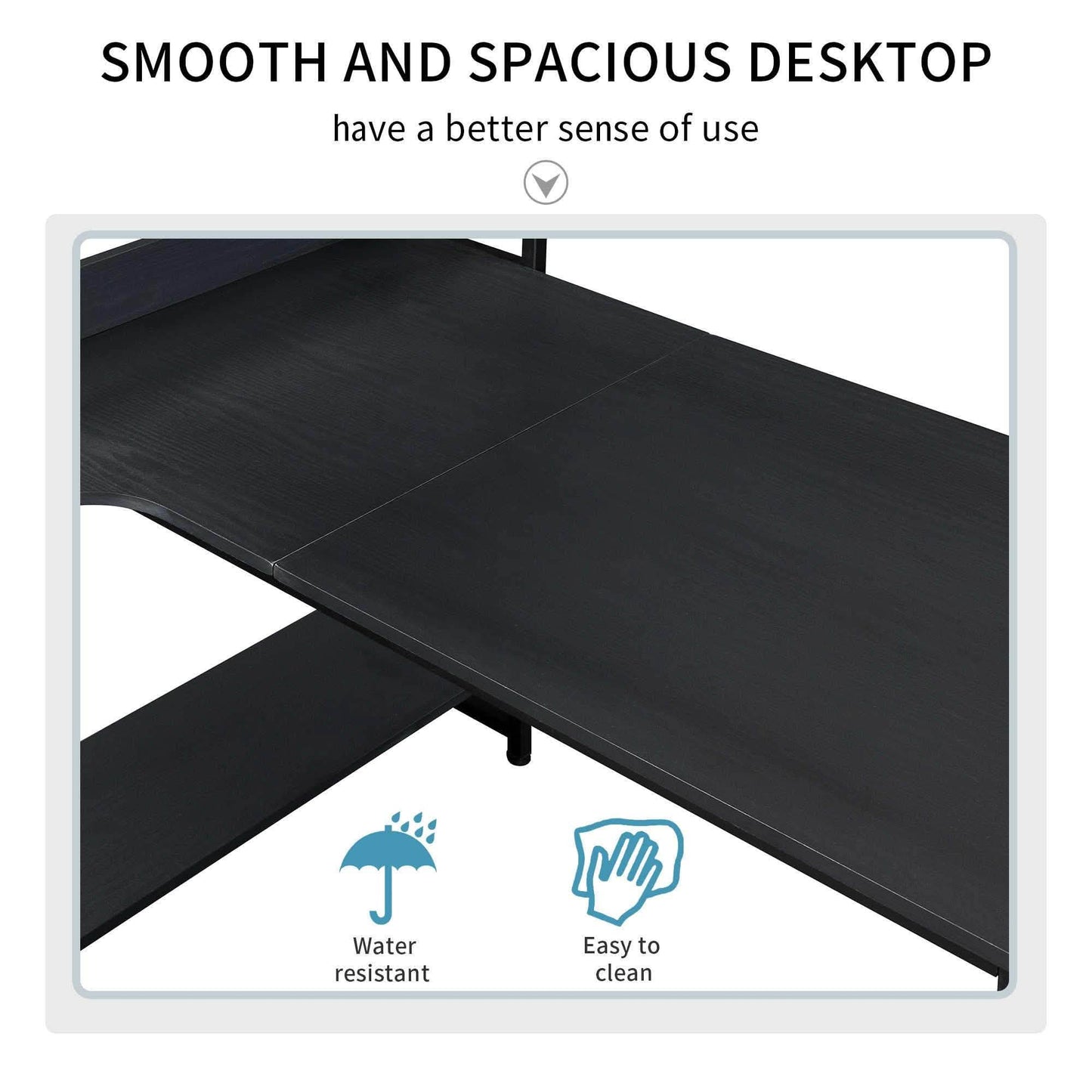 Computer Desk with 4 Tier Storage Shelves Large L-Shaped