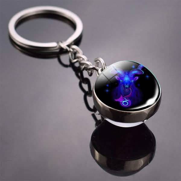Constellation Double Side Cabochon Glass Ball Keychain