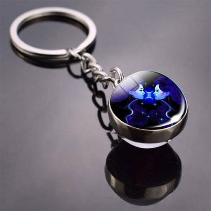 Constellation Double Side Cabochon Glass Ball Keychain