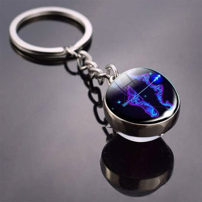 Constellation Double Side Cabochon Glass Ball Keychain