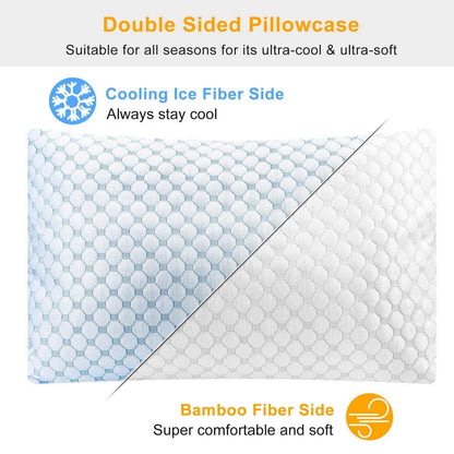 Cooling Memory Foam Pillow Ventilated with Cooling Gel Infused Memory Foam