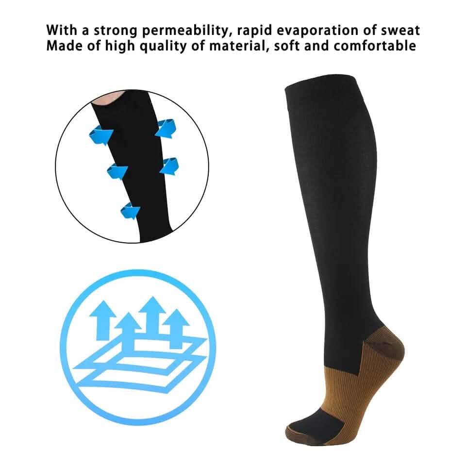 Copper Compression Socks 20-30mmHg Graduated Support L/XL for Men and Women
