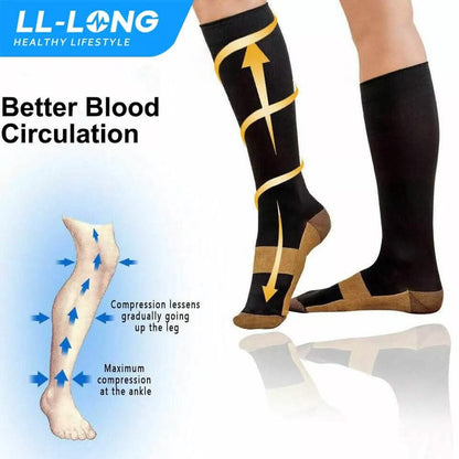 Copper Compression Socks 20-30mmHg Graduated Support L/XL for Men and Women