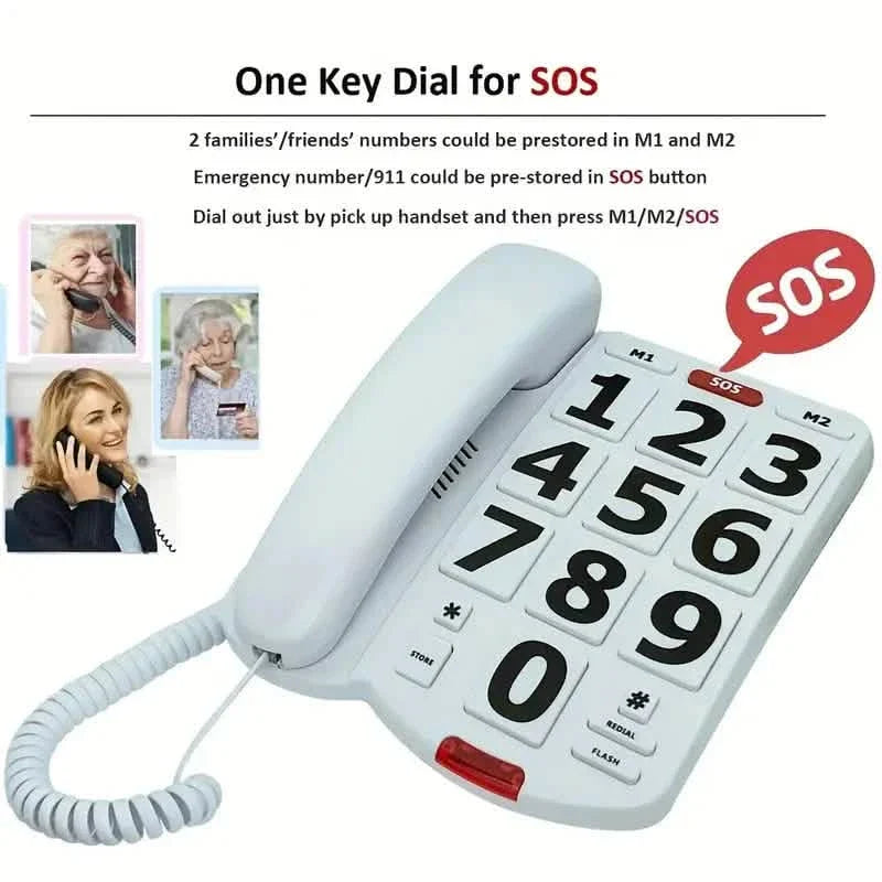 Corded Landline Telephone with Big Buttons for Seniors Home Phone