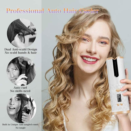Cordless Automatic Portable Ceramic Barrel Hair Curler