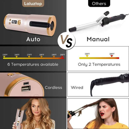 Cordless Automatic Portable Ceramic Barrel Hair Curler