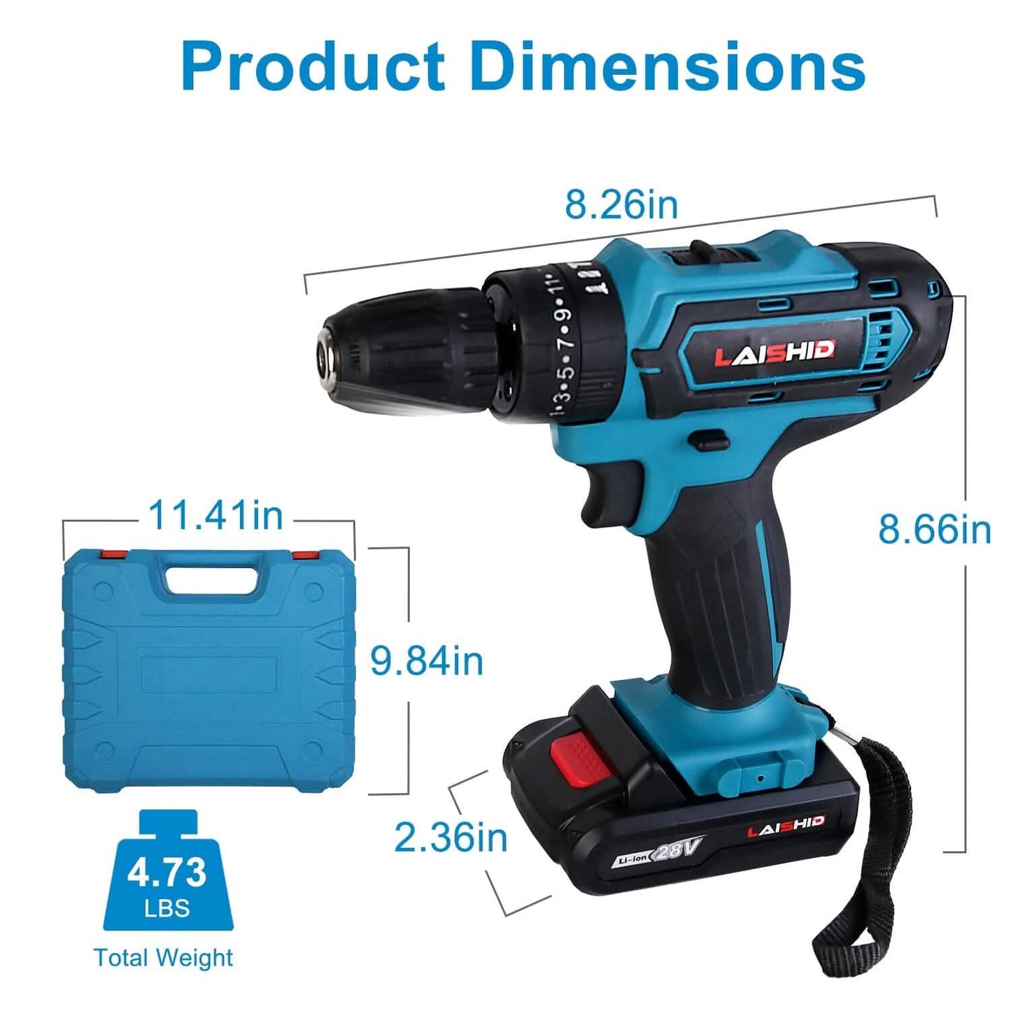 Cordless Drill Set with 2 Pieces 8V Batteries and Charger 2 Variable Speed 3/8In Keyless Chuck