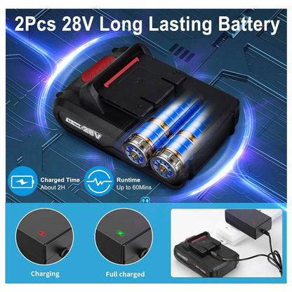 Cordless Drill Set with 2 Pieces 8V Batteries and Charger 2 Variable Speed 3/8In Keyless Chuck