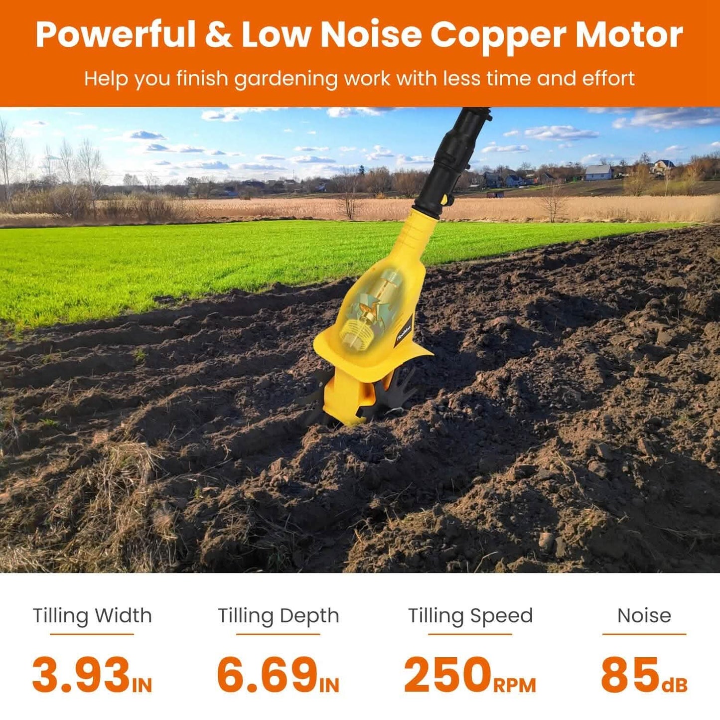 Cordless Electric Garden Tiller Cultivator With 20V Rechargeable Battery