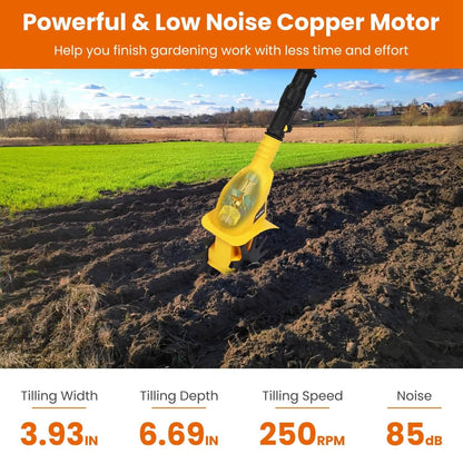 Cordless Electric Garden Tiller Cultivator With 20V Rechargeable Battery