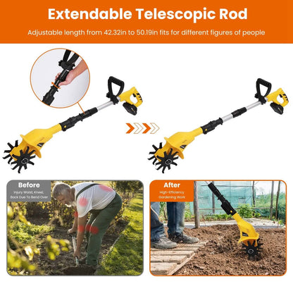 Cordless Electric Garden Tiller Cultivator With 20V Rechargeable Battery