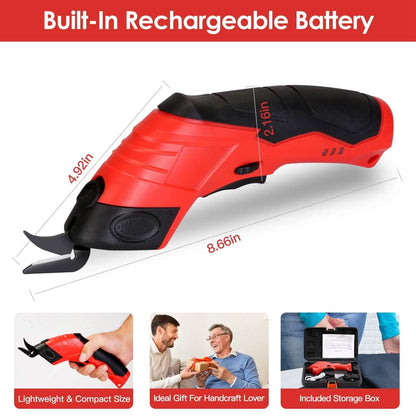 Cordless Electric Scissors Automatic Shears Cutting Tool with Rechargeable Battery 2 Replaceable Blades 10000RPM Fabric Cutter