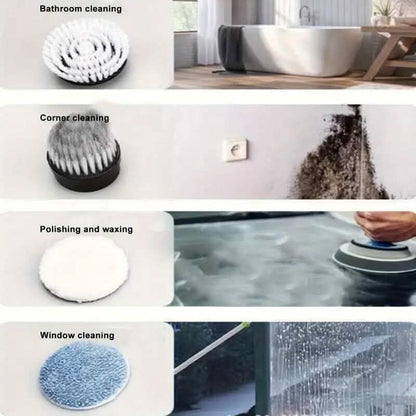 Cordless Electric Spin Scrubber with 6 Brush Heads and Adjustable Long Handle