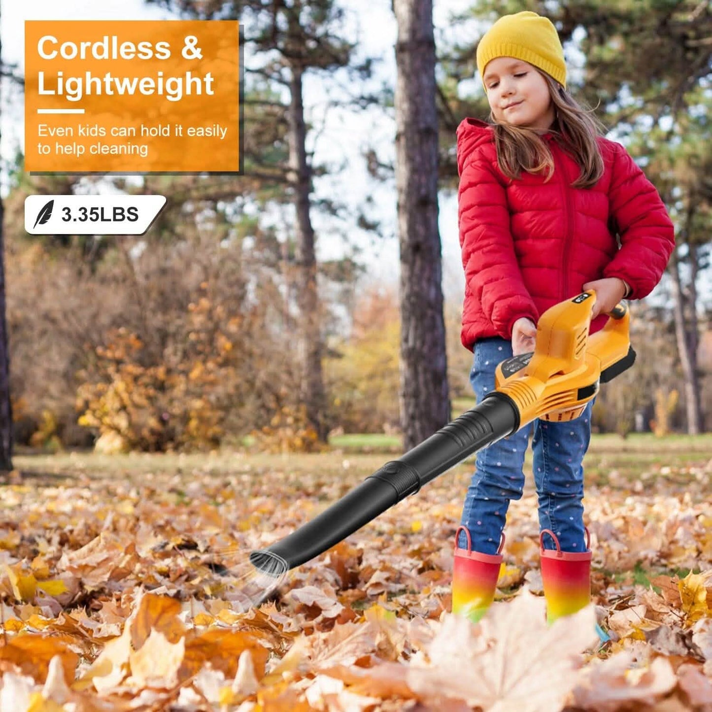 Cordless Leaf Blower Battery Powered Max 124MPH 300CFM with 2 Adjustable Speeds