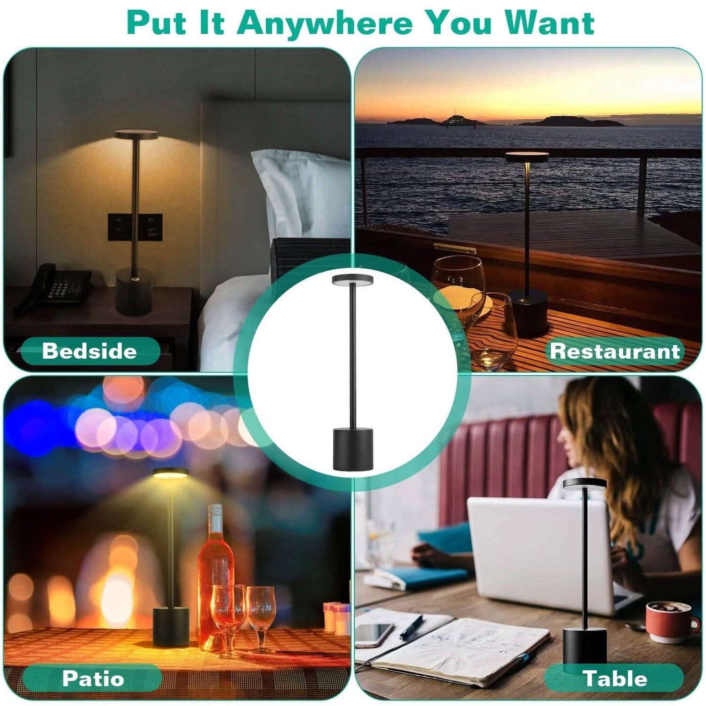 Cordless Portable Rechargeable Table Lamp