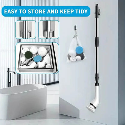 Cordless Power Spinning Cleaner Brush - 8 Replaceable Brush Heads