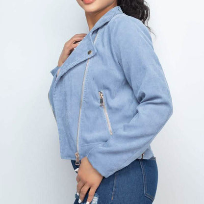 Corduroy Zipper Moto Jacket