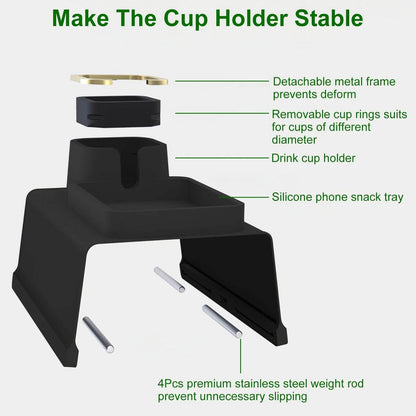 Couch Arm Cup Holder Tray Anti-spill Anti-slip Silicone Armrest Remote Snack Organizer