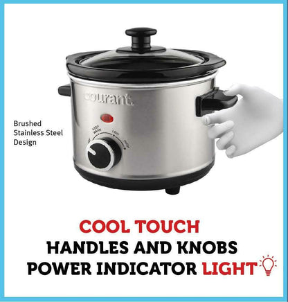 Courant 1.5 Quart Slow Cooker, Stainless Steel