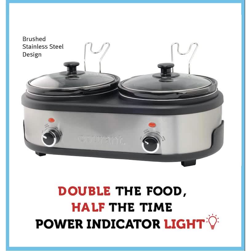 Courant 2.5 QT Double Slow Cooker - Stainless Steel