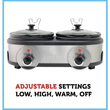 Courant 2.5 QT Double Slow Cooker - Stainless Steel