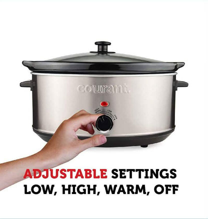 Courant 7.0 Quart Stainless Steel Oval Slow Cooker