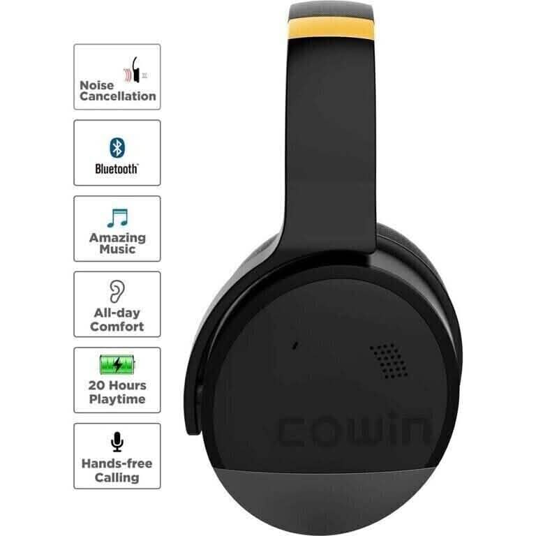 COWIN E8 Active Noise Cancelling Bluetooth Wireless Headphones Black & Gold (Refurbished)