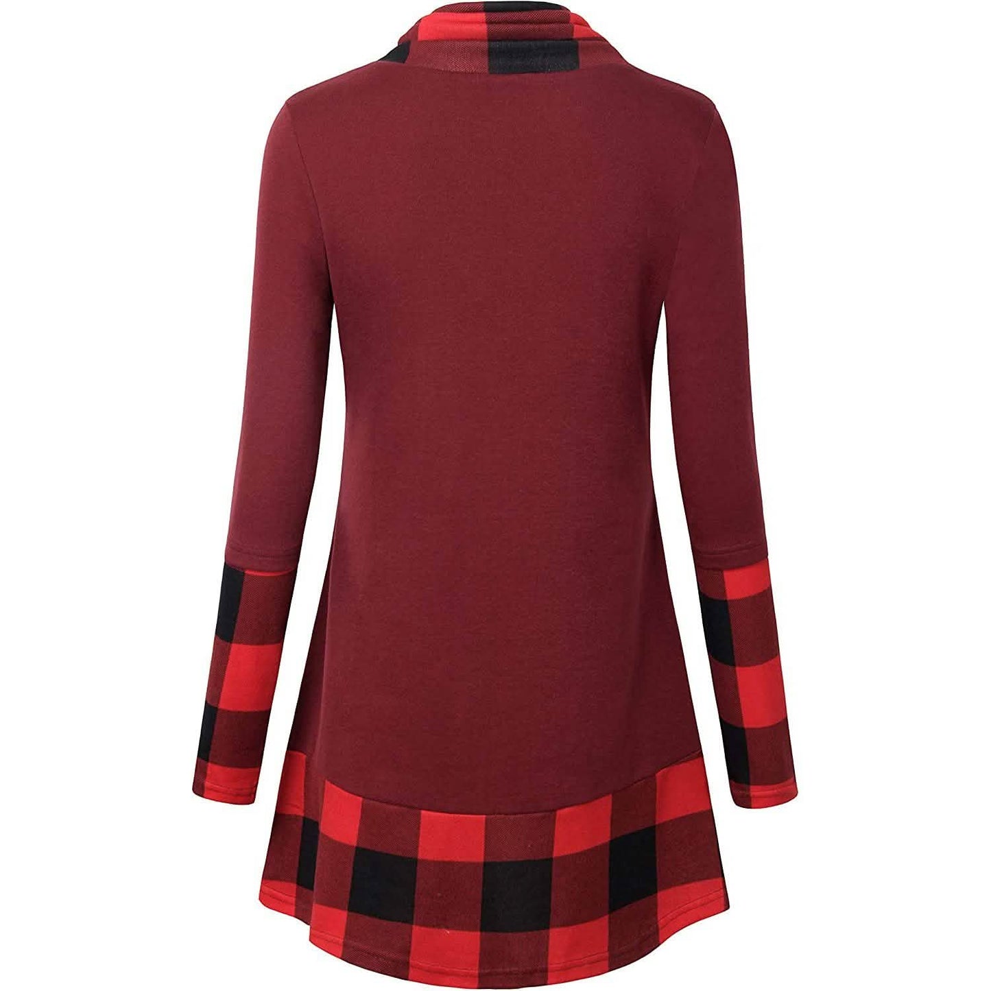 Cowl Neck Long Sleeve Patchwork Top