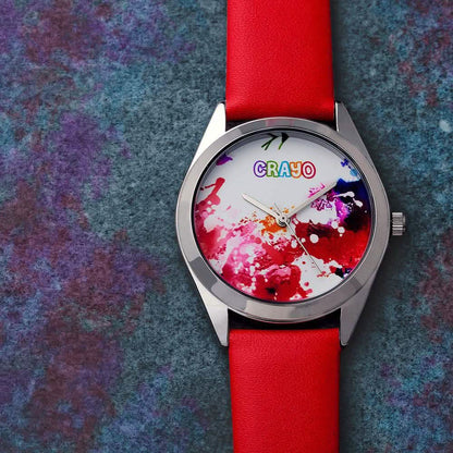 Crayo Graffiti Multicolor Dial Powder Leather Watch