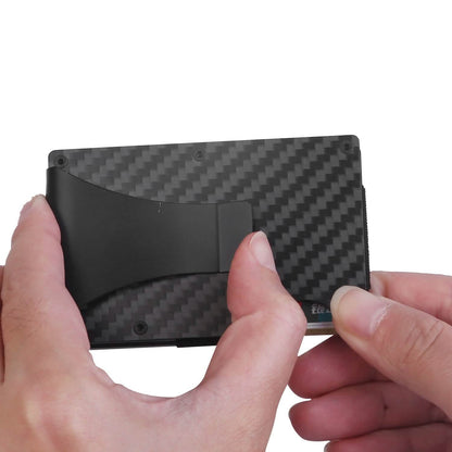 Credit Card Holder with Cash Clip Carbon Fiber RFID Blocking Scan for Men