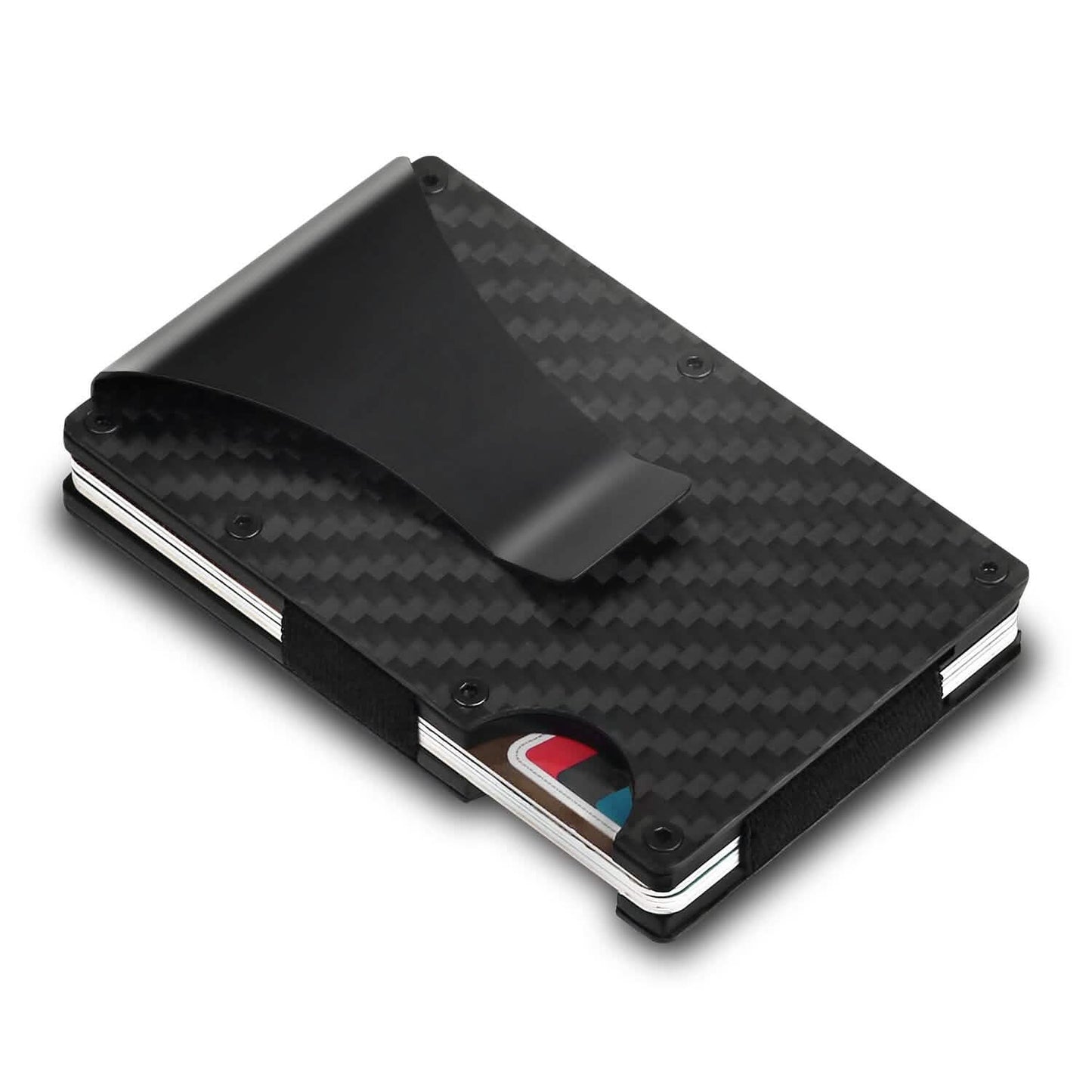 Credit Card Holder with Cash Clip Carbon Fiber RFID Blocking Scan for Men