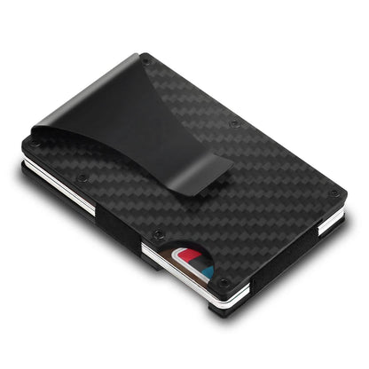 Credit Card Holder with Cash Clip Carbon Fiber RFID Blocking Scan for Men
