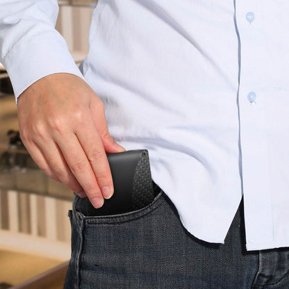 Credit Card Holder with Cash Clip Carbon Fiber RFID Blocking Scan for Men