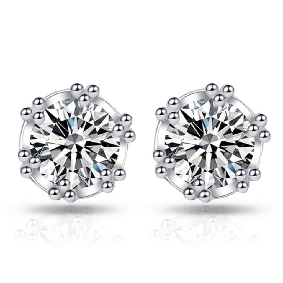 Crown Designed Stud Earring with Cubic Zirconia Stones