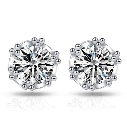 Crown Designed Stud Earring with Cubic Zirconia Stones