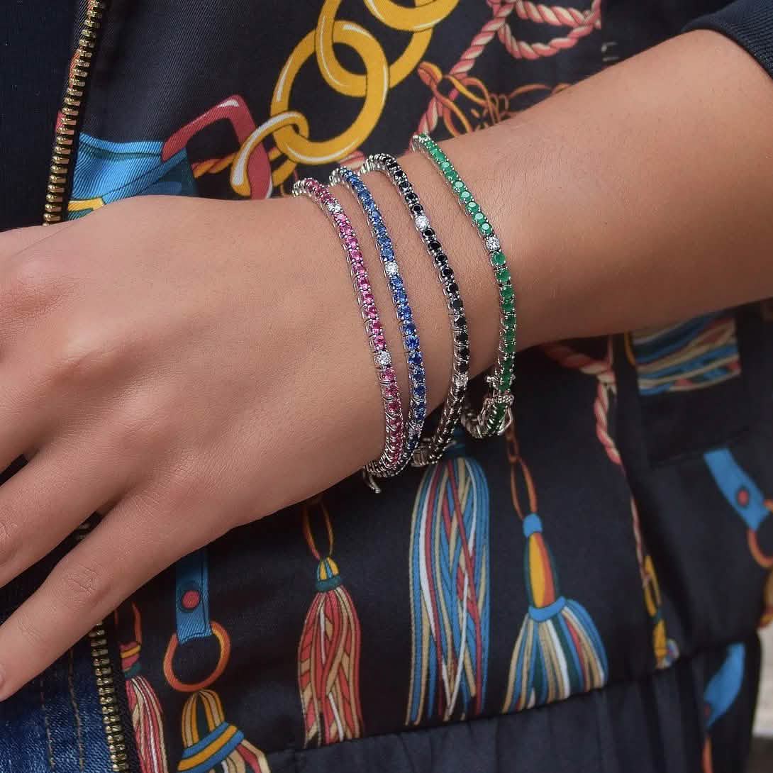 Crystal Accent Colored Stone Tennis Bracelet