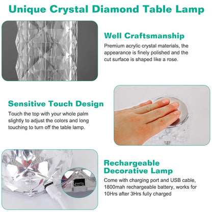 Crystal Diamond Rose Table Lamp