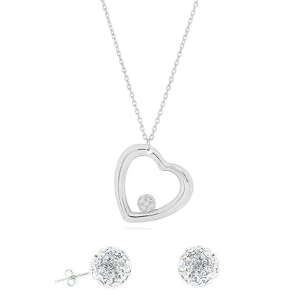 Crystal Heart Necklace and Stud Set