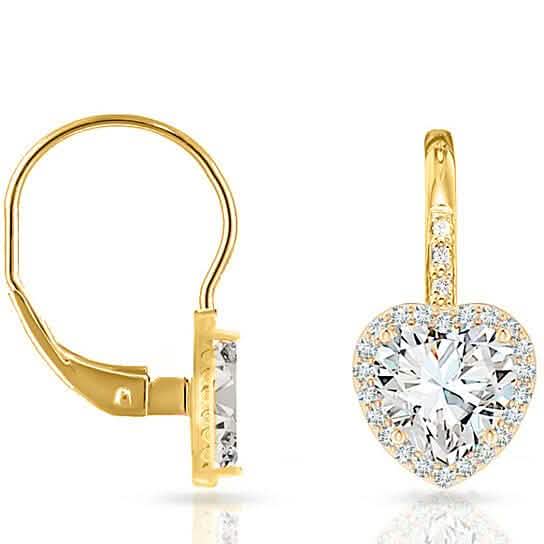 Crystal Lever-back Halo Heart Earrings
